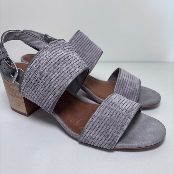 Toms Poppy Gray Corduroy Slingback Block Heel Sandals Women’s Size 8.5 - Picture 9 of 10